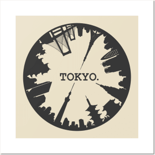 Tokyo Japan Landmarks - Circular Skyline Design Posters and Art